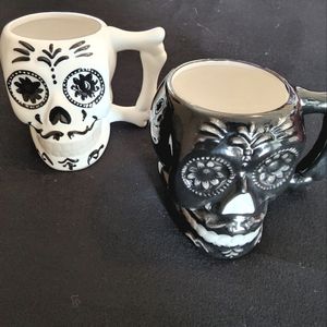Day of the Dead Suger Skull Coffee Mugs - A Pair